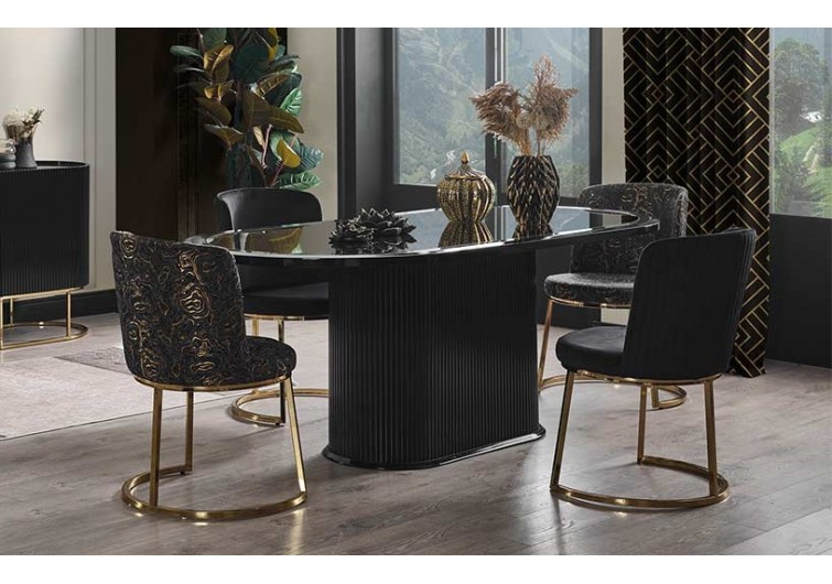 Lucci Yemek Masası sandalye takımı siyah